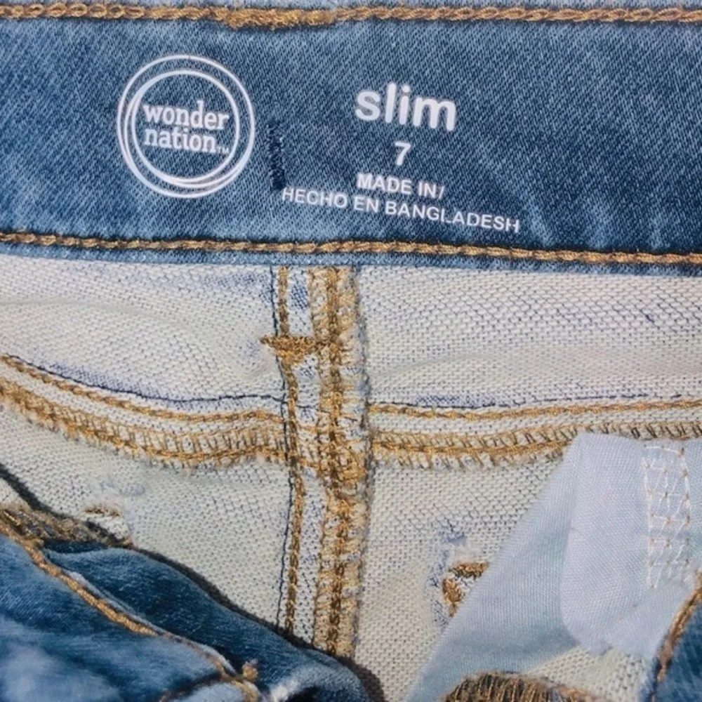 WONDER NATION Medium Wash Distressed Slim Jeans